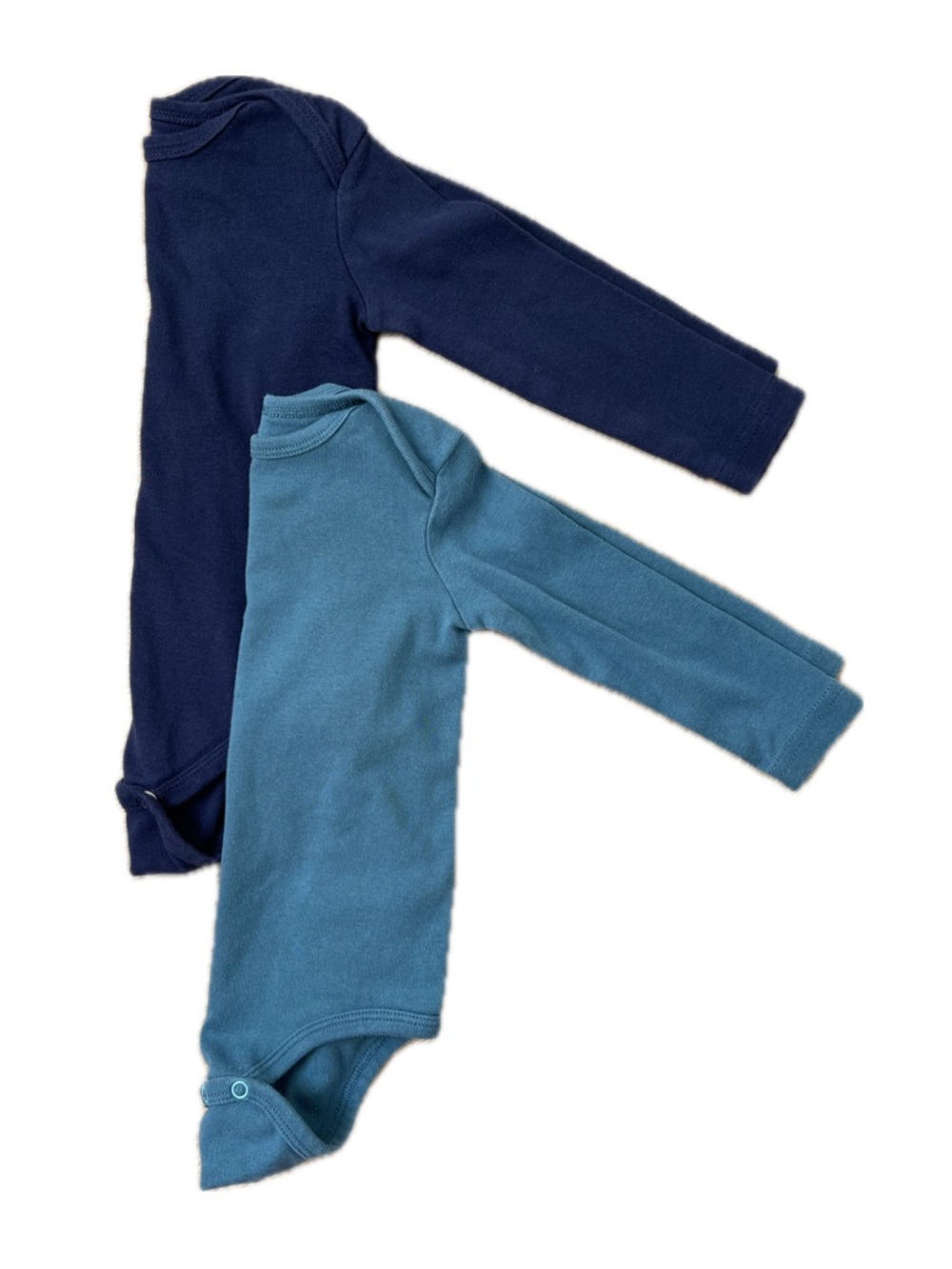 Primary BUNDLE 2 Long Sleeve 100% Organic Cotton Baby Onesies in Navy Teal 9-12M